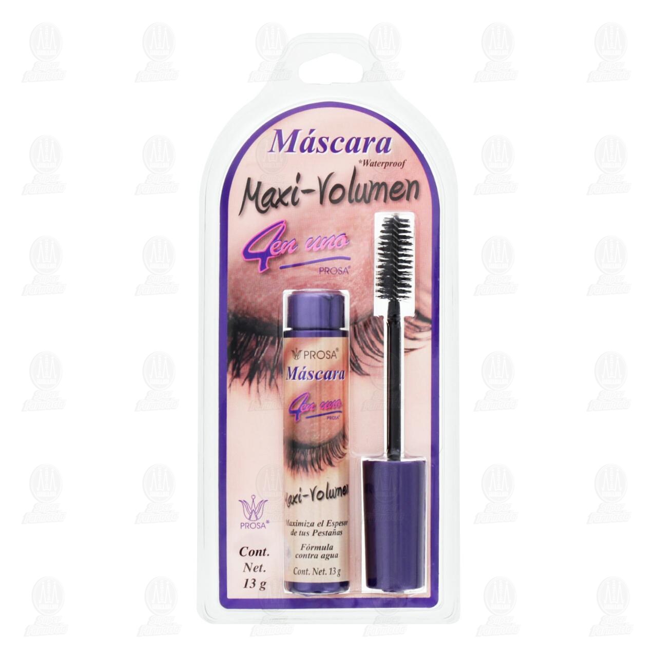 Máscara 4 en Uno Prosa Maxi-Volumen Fórmula Contra Agua, 13 gr.