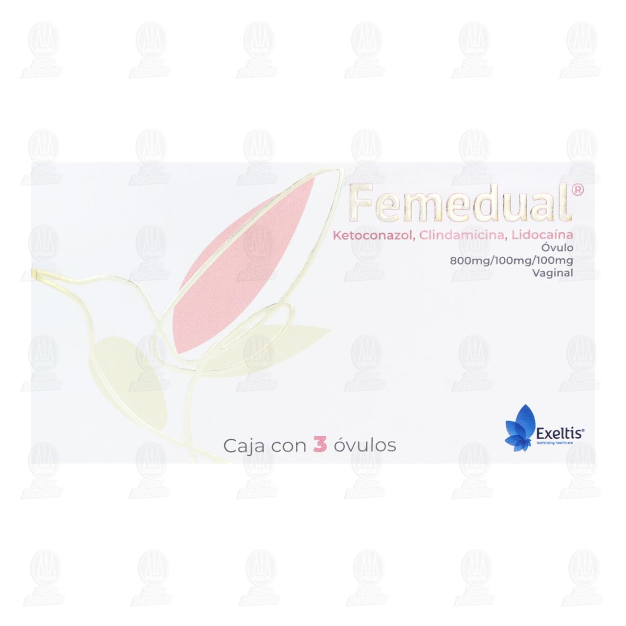 Femedual 800mg/100mg/100mg &Oacute;vulo Vaginal, 3 &Oacute;vulos. image number 1