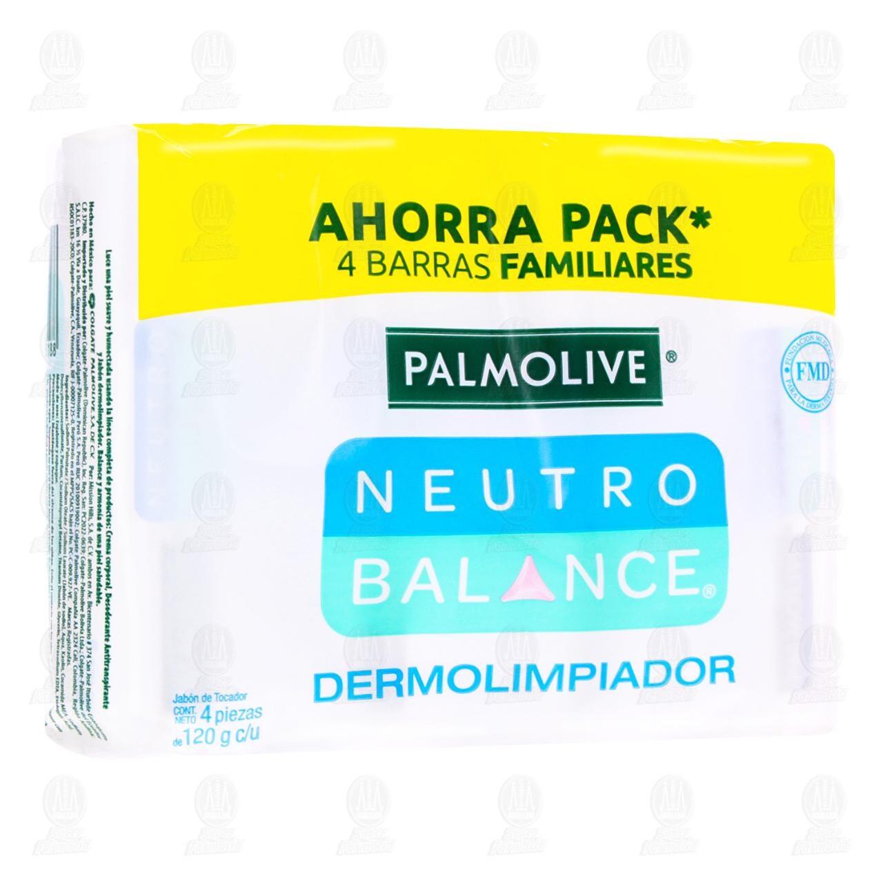Pack Jab&oacute;n en Barra Palmolive Neutro Balance Dermolimpiador, 4 pzas de 120 g c/u.