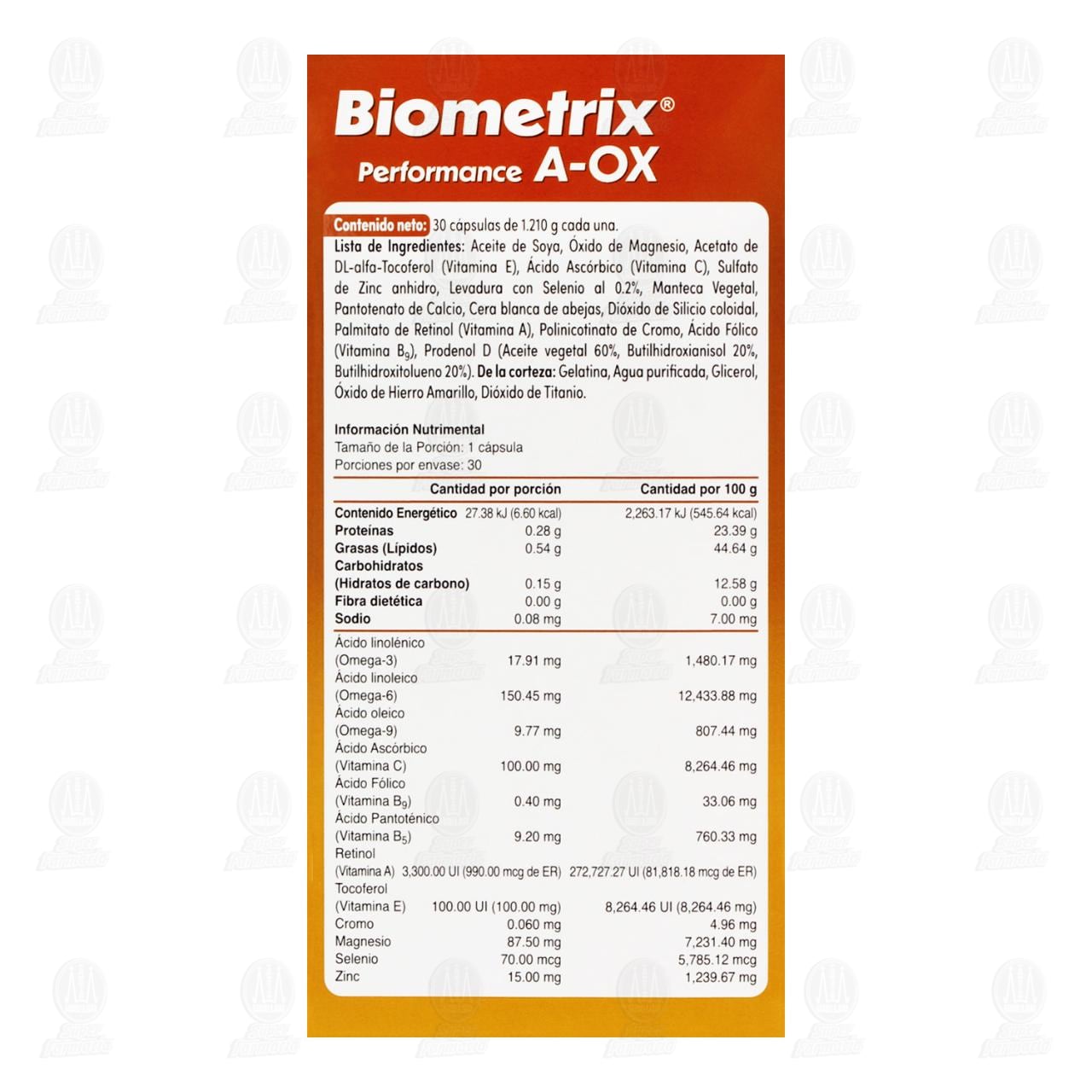 Biometrix Performance A-OX, 30 C&aacute;psulas. image number 2