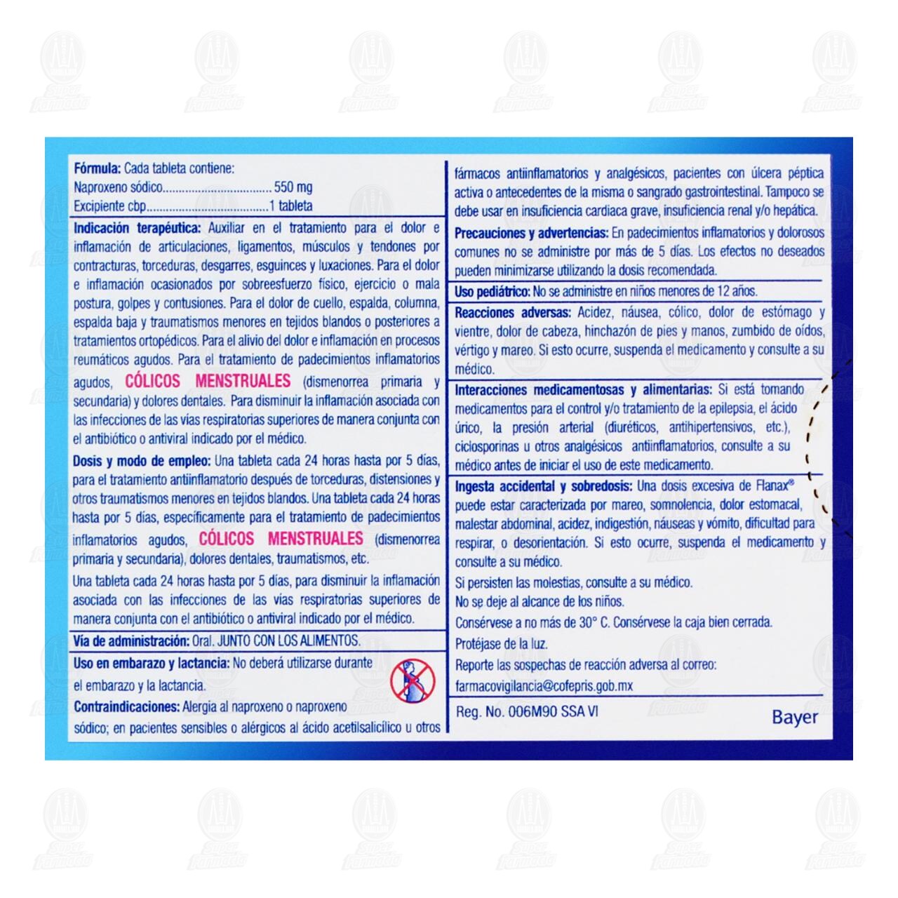 Flanax 550 mg, C&oacute;lico Menstrual, 12 tabletas. image number 2