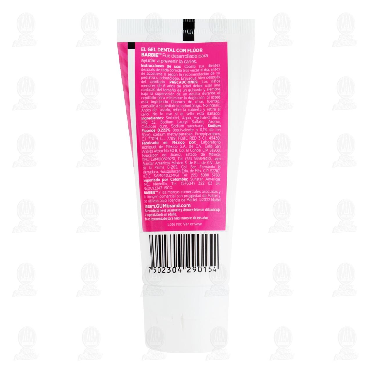 Gel Dental Infantil Gum Barbie Sabor Bubble Gum, 75 ml. image number 1