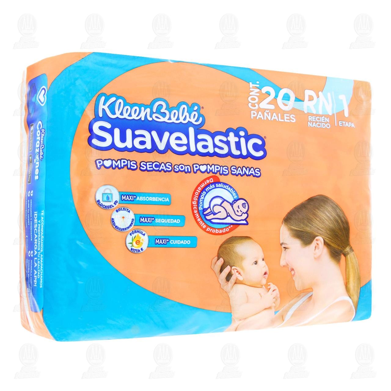 Pañales para Bebé KleenBebé Suavelastic Etapa 1 Talla RN, 20 pzas.