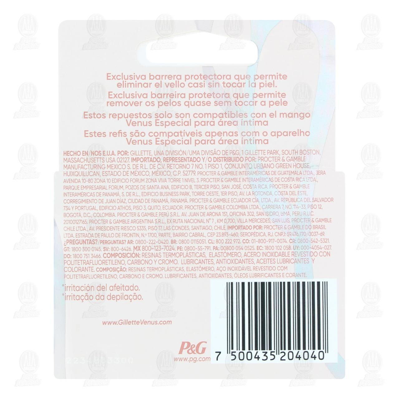Repuestos para M&aacute;quina de Afeitar Gillette Venus &Aacute;rea &Iacute;ntima, 2 pzas. image number 2