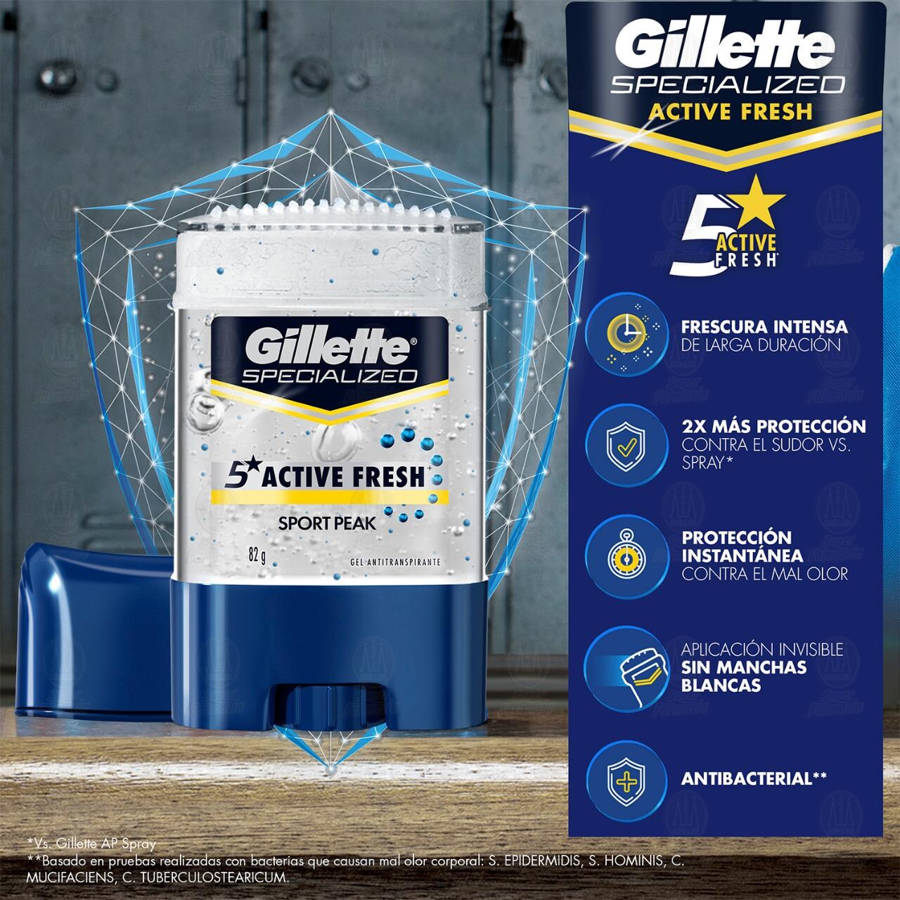 Antitranspirante Gillette Specialized Sport Peak en Gel, 82 gr. image number 3