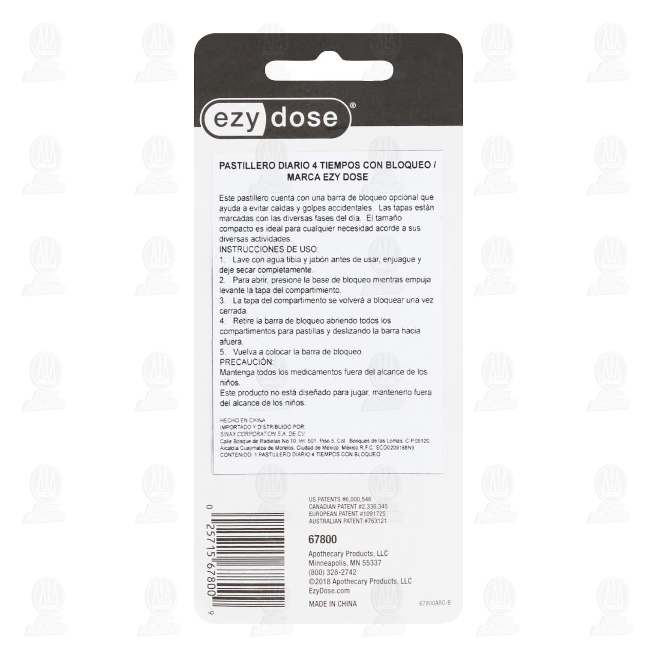 Ezy Dose Pastillero Diario 4 Tiempos con Bloqueo, 1 pz. image number 1
