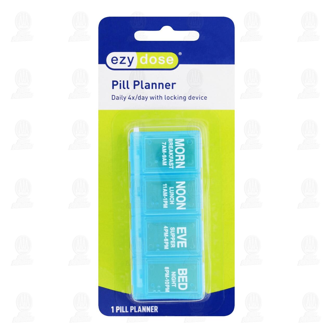 Ezy Dose Pastillero Diario 4 Tiempos con Bloqueo, 1 pz.