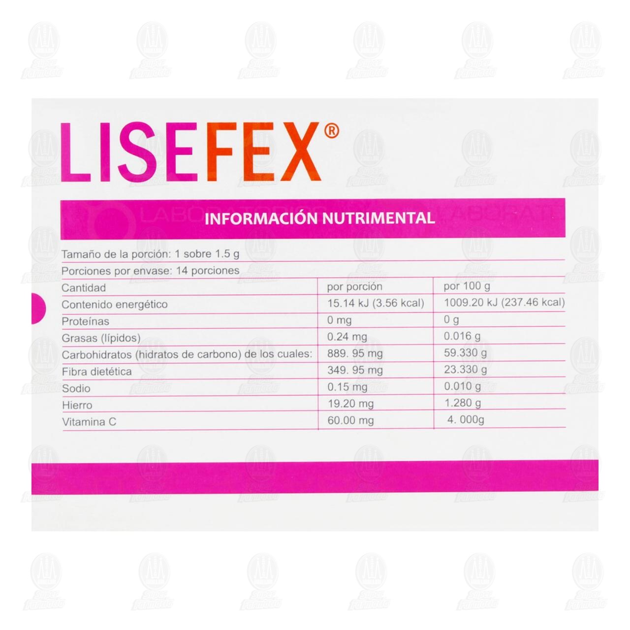 Lisefex Polvo Suplemento Alimenticio, 14 Sobres. image number 4