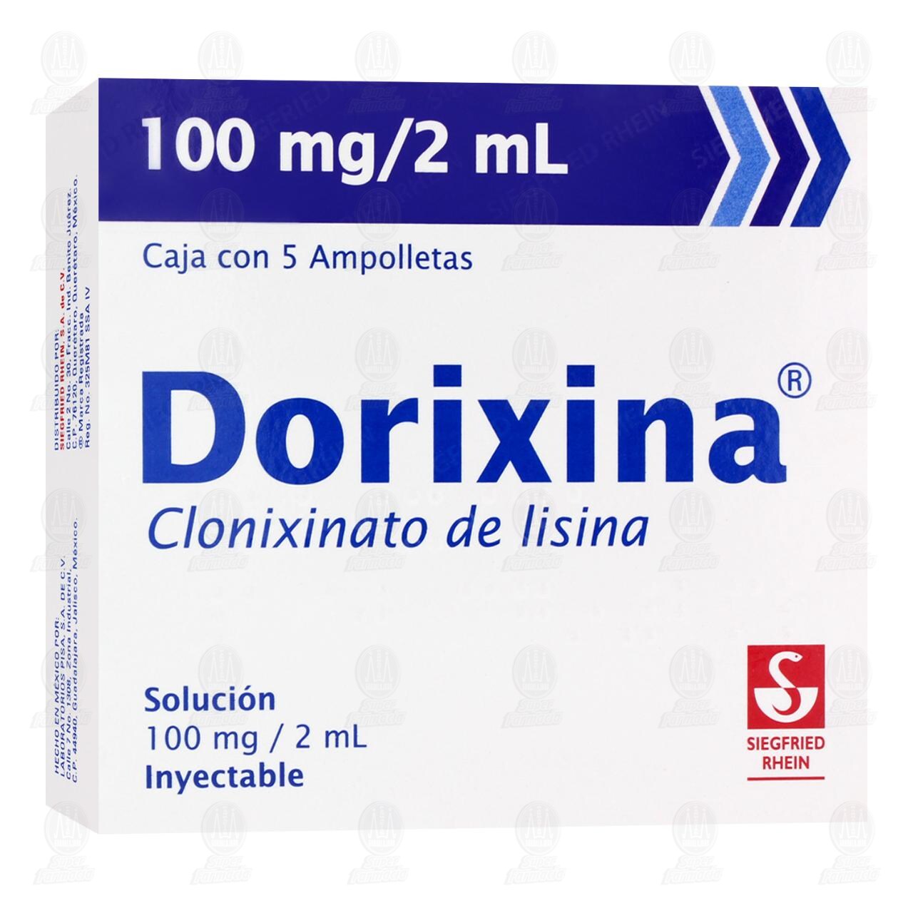 Dorixina 100mg/2ml Soluci&oacute;n Inyectable 5 Ampolletas, 2 ml c/u. image number 0