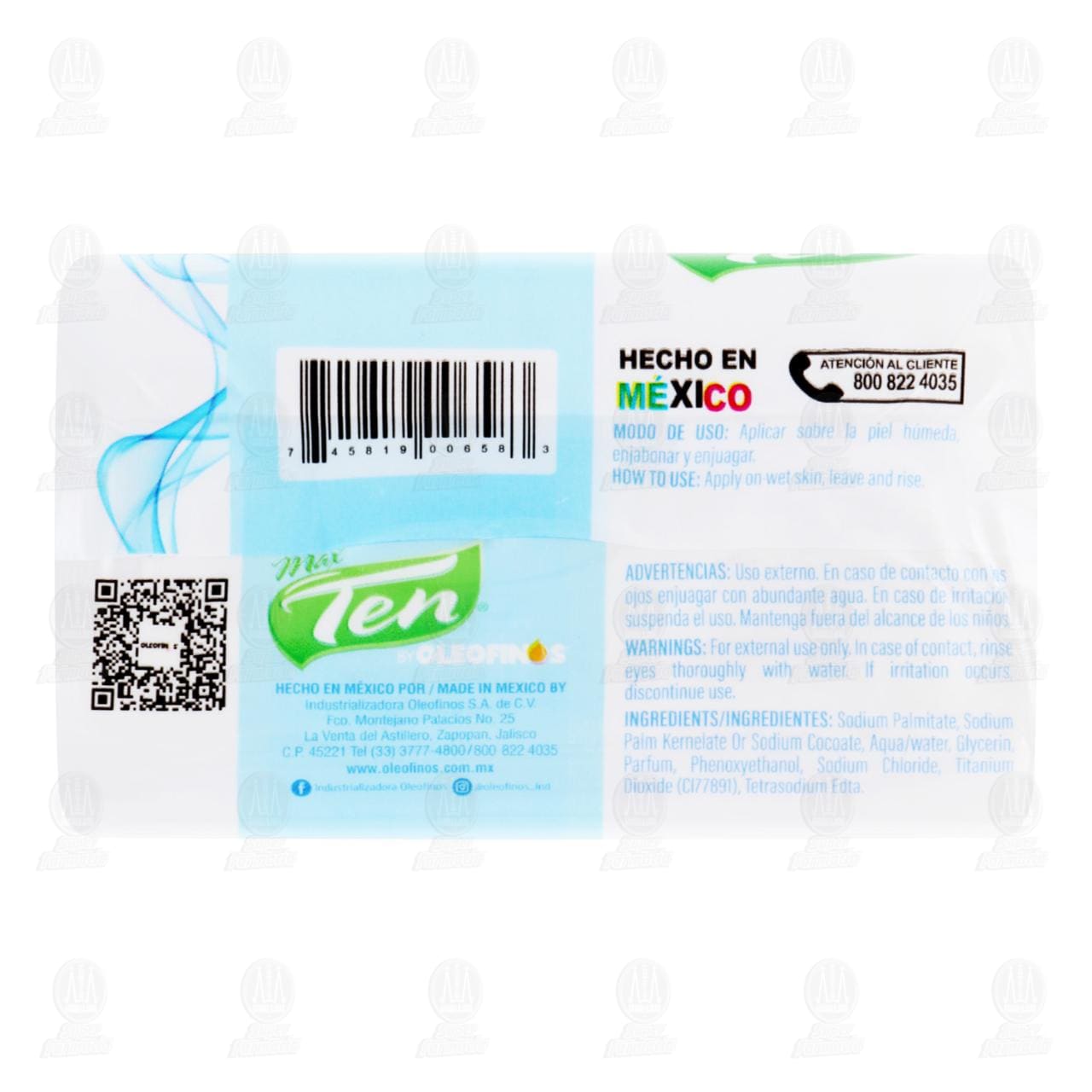 Jab&oacute;n de Tocador Max Ten Antibacterial, 150 gr. image number 1