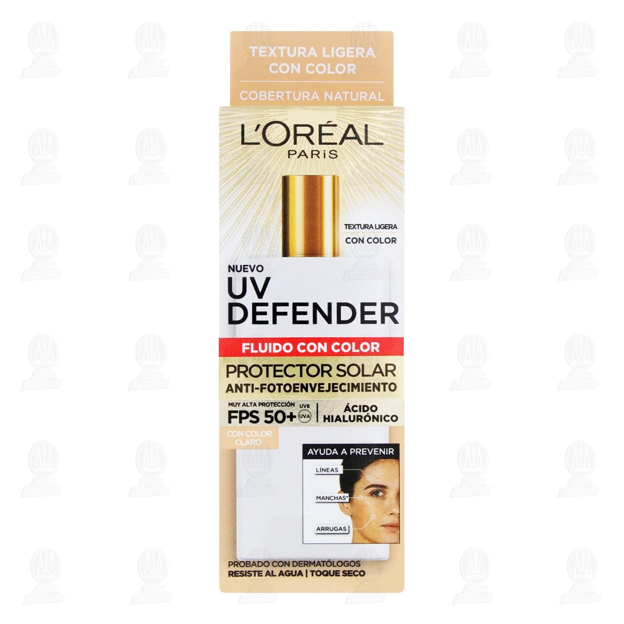 Protector Solar L'or&eacute;al Anti-Fotoenvejecimiento con Color Claro FPS 50+, 40 gr. image number 1
