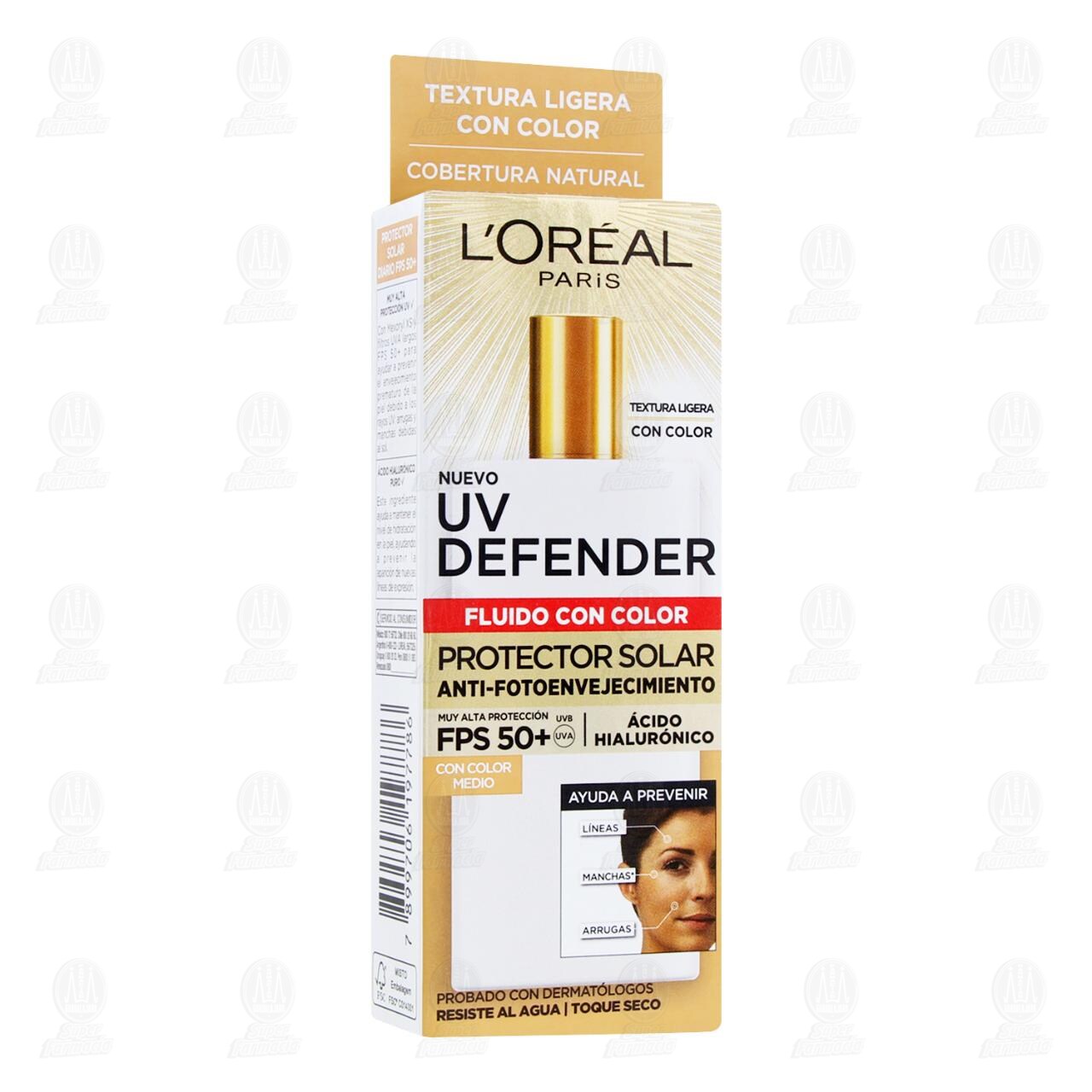 Protector Solar L'or&eacute;al Anti-Fotoenvejecimiento con Color Medio FPS 50+, 40 gr. image number 0