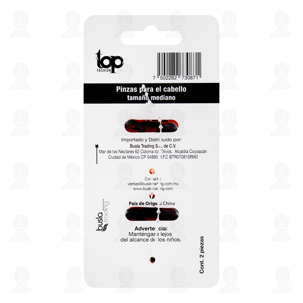 Pinzas para el Cabello Top Fashion Color Tipo Carey, 2 pzas. image number 1