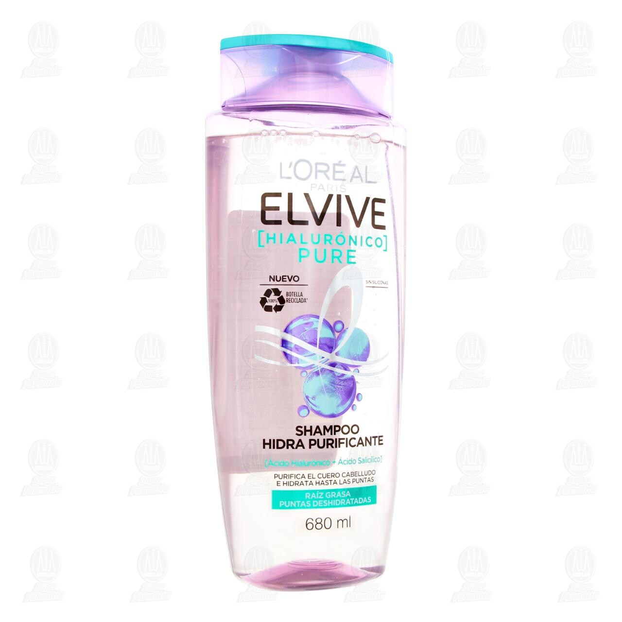 Shampoo Elvive Hialur&oacute;nico Pure Hidra Purificante, 680 ml.