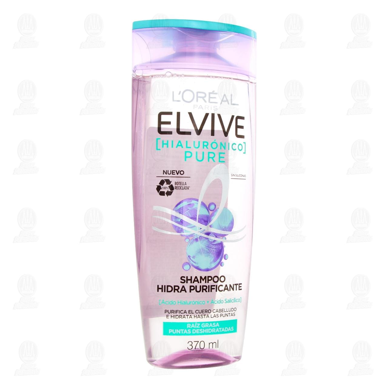 Imagen para Shapoo Elvive Hialurónico Pure Hidra Purificante Raíz Grasa Puntas Deshidratadas, 370 ml.