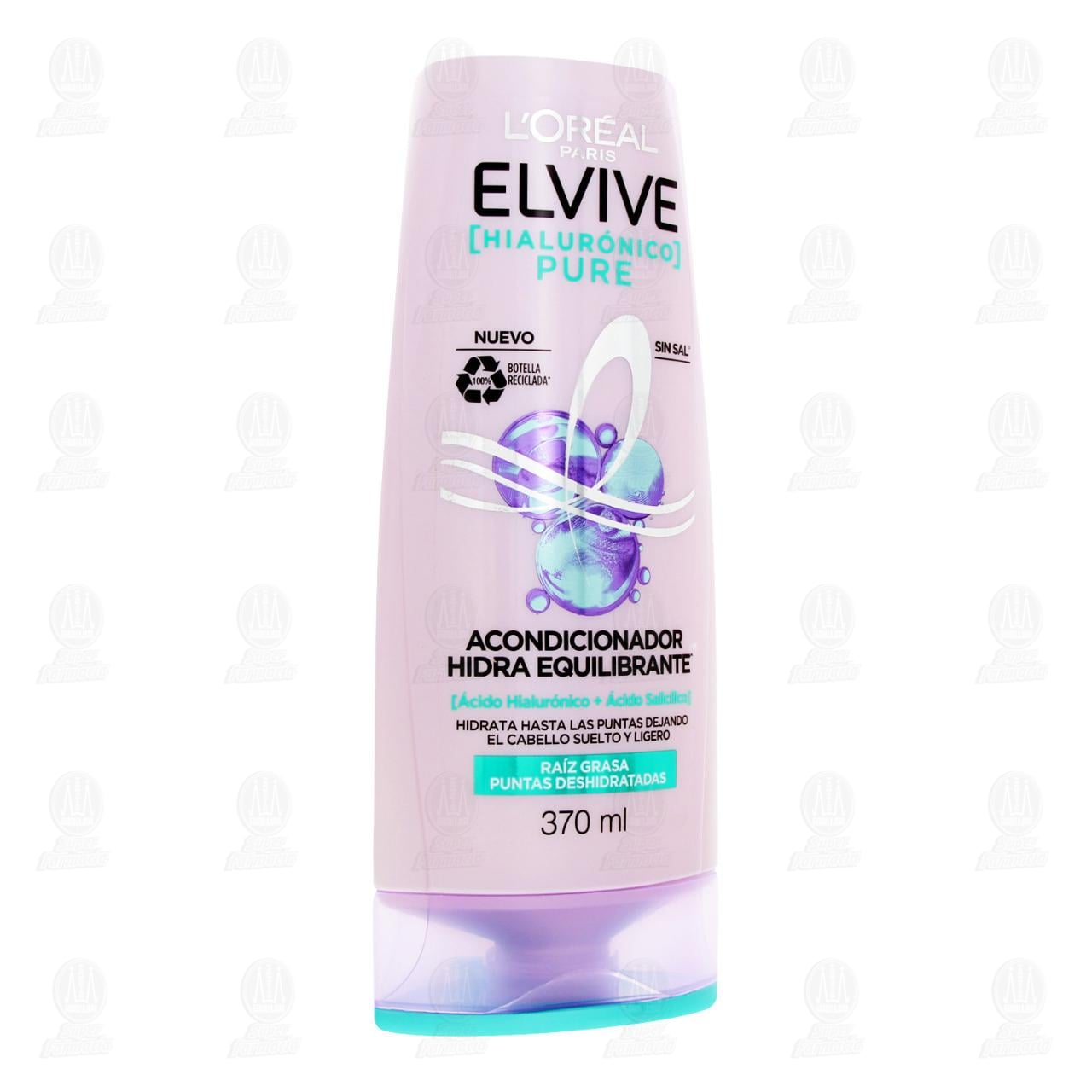 Imagen para Acondicionador Elvive Hialurónico Pure Hidratación Ligera Raíz Grasa Puntas Deshidratadas, 370 ml.