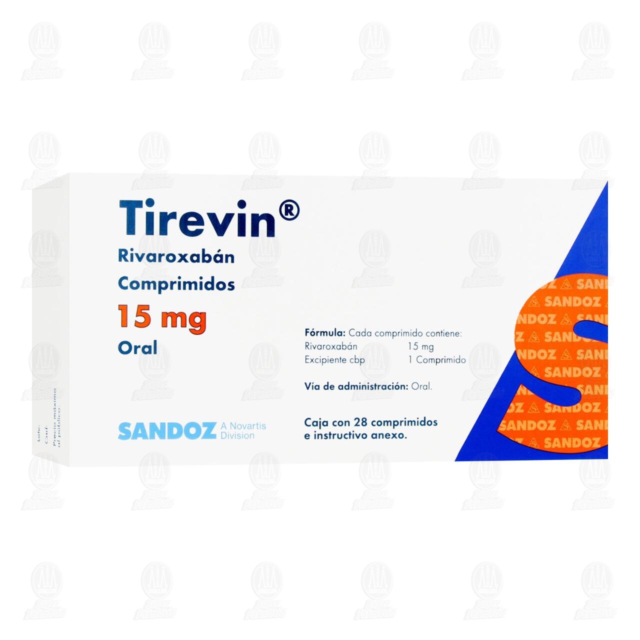 Tirevin 15 mg, 28 Comprimidos. image number 0