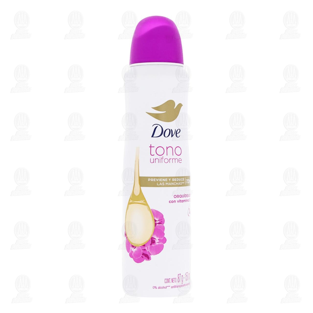 Antitranspirante Dove Tono Uniforme Orqu&iacute;deas en Aerosol, 150 ml.