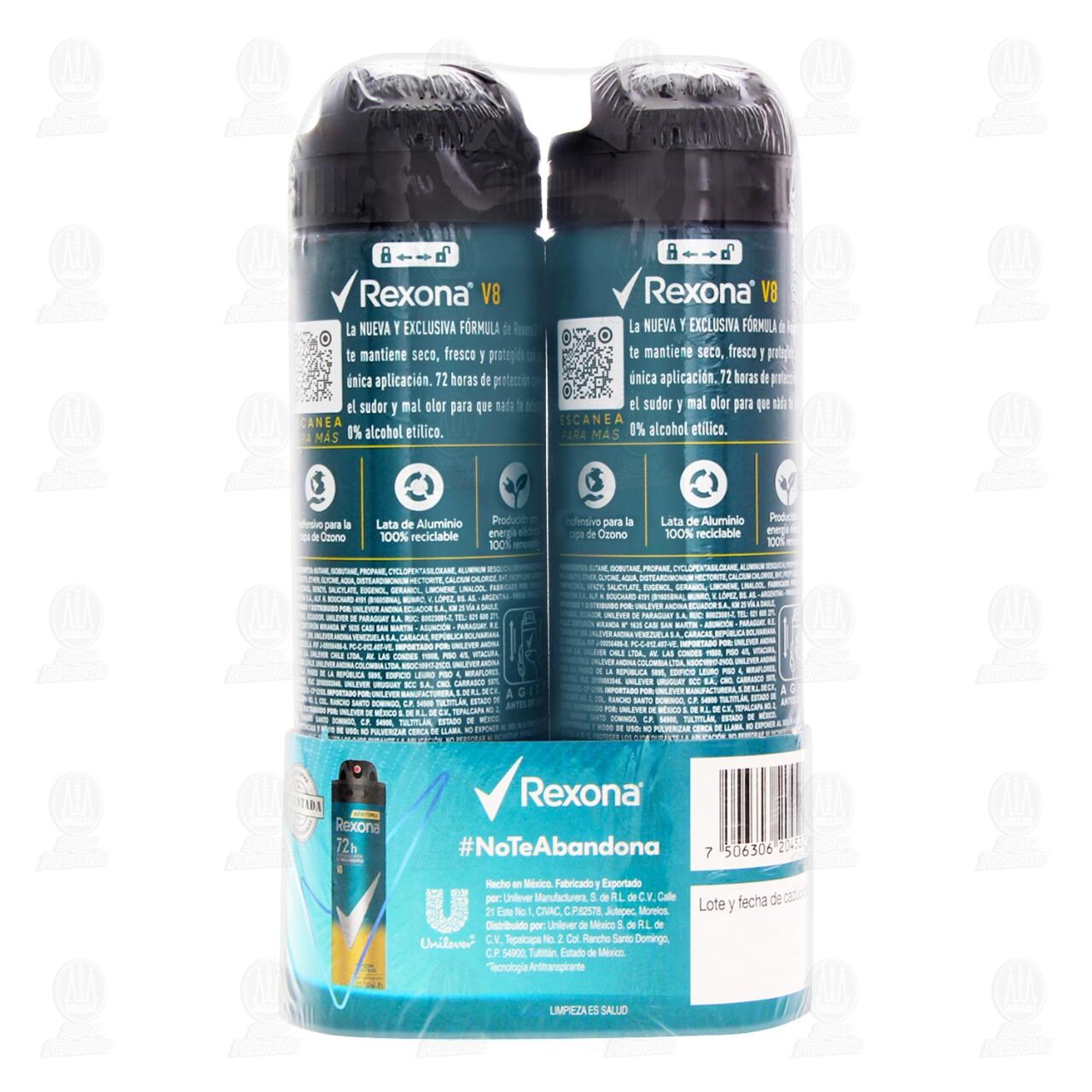 Pack Antitranspirante Rexona V8 en Aerosol, 2 pzas de 150 ml c/u. image number 2