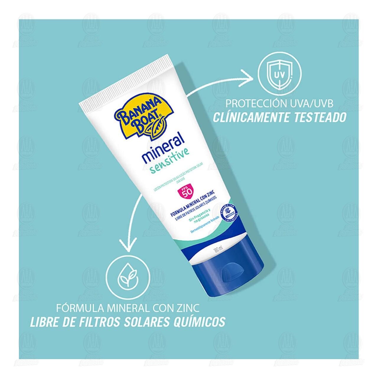 Protector Solar Banana Boat Mineral Sensitive Loci&oacute;n FPS50+, 180 ml. image number 2