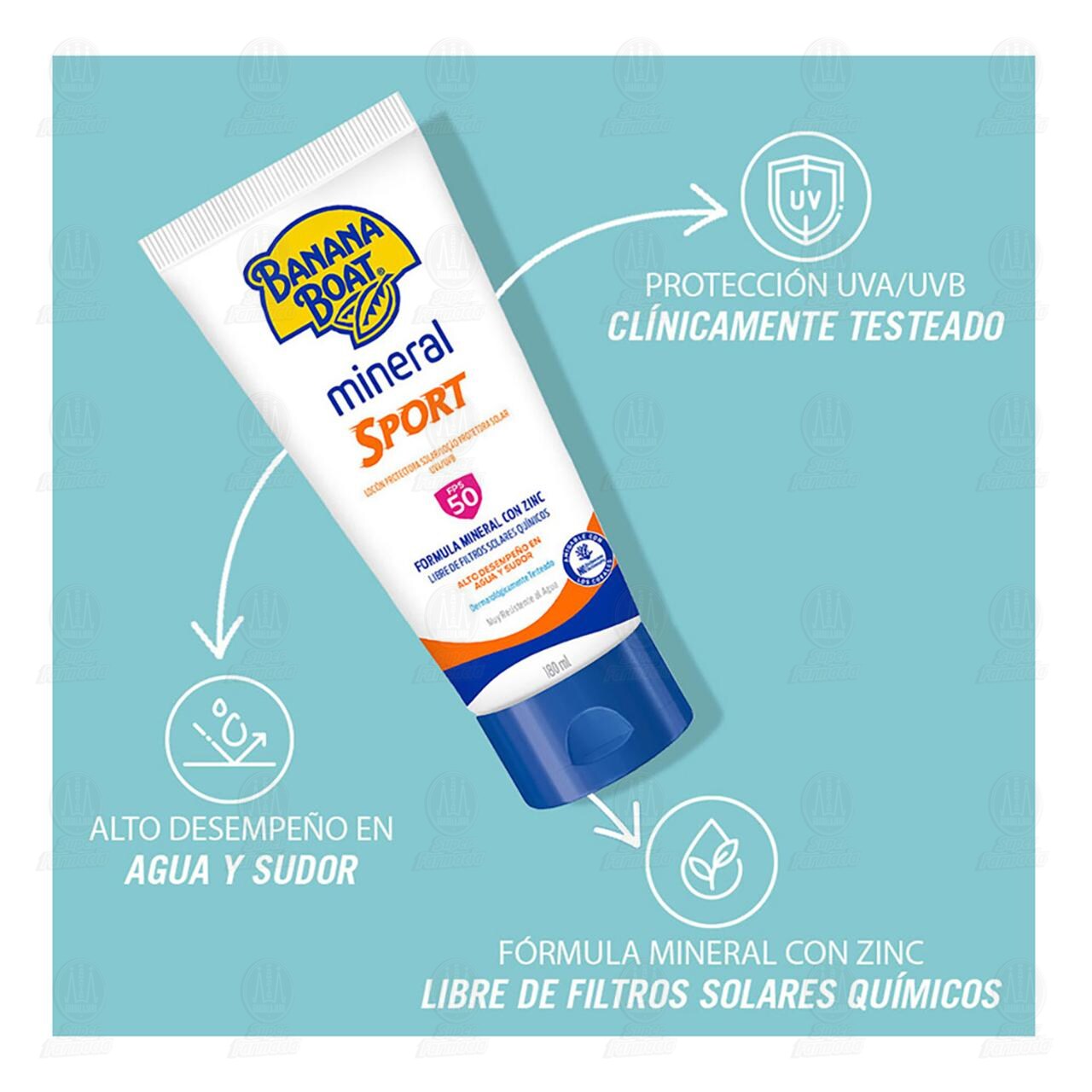 Protector Solar Banana Boat Mineral Sport Loci&oacute;n FPS50+, 180 ml. image number 2