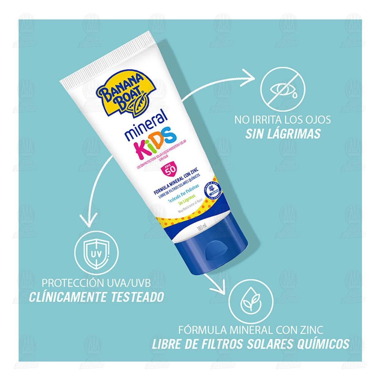 Protector Solar Banana Boat Mineral Kids Loción FPS50+, 180 ml. image number 2