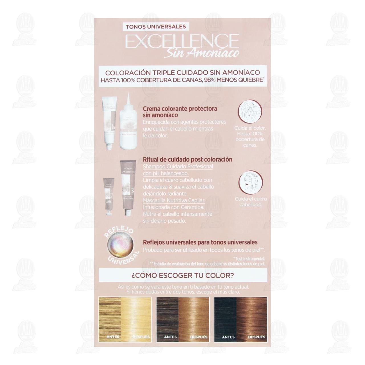 Tinte L'or&eacute;al Excellence Sin Amon&iacute;aco Coloraci&oacute;n Triple Cuidado Color Rubio Claro Cenizo Universal (9U), 1 pz. image number 2