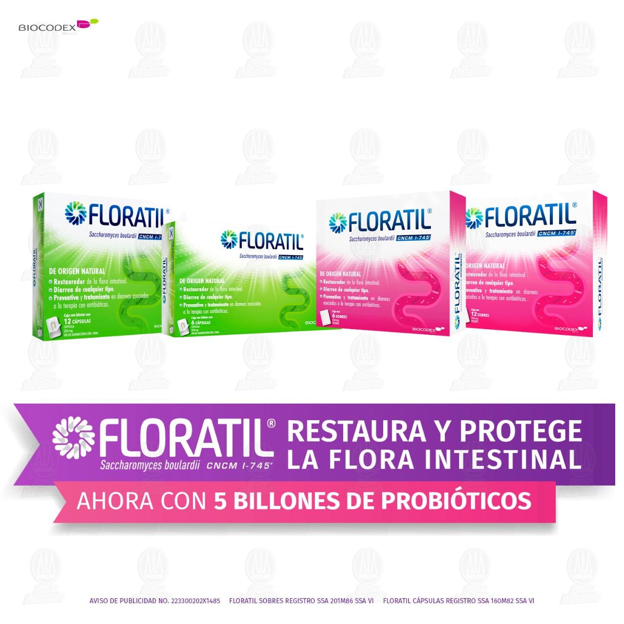 Floratil 250 mg, 6 Sobres. image number 3