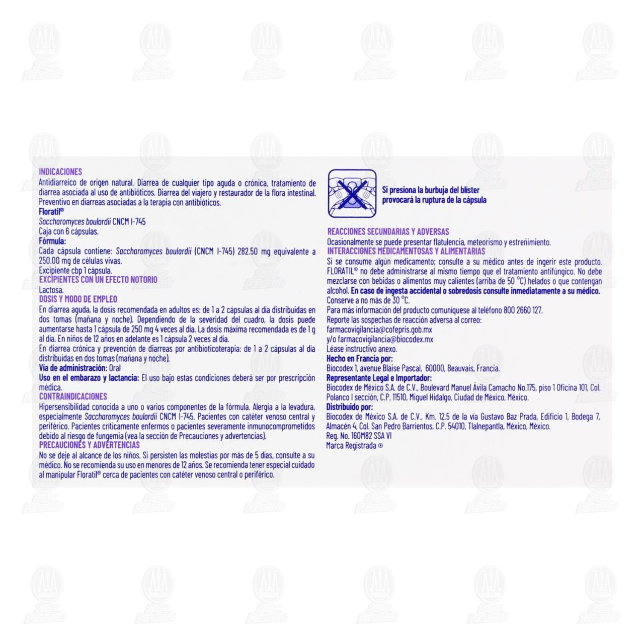 Floratil 250 mg, 6 C&aacute;psulas. image number 2