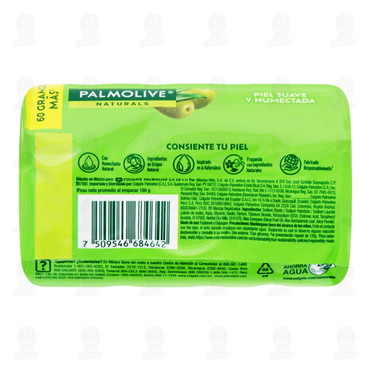 Jab&oacute;n de Tocador Palmolive Naturals Sensaci&oacute;n Humectante Oliva y Aloe Vera, 180 gr. image number 1