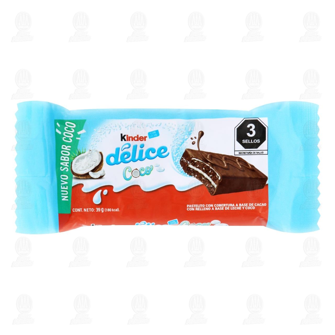 Imagen para Pastelito Kinder Délice Coco con Cobertura a Base de Cacao con Relleno a Base de Leche y Coco, 39 gr.