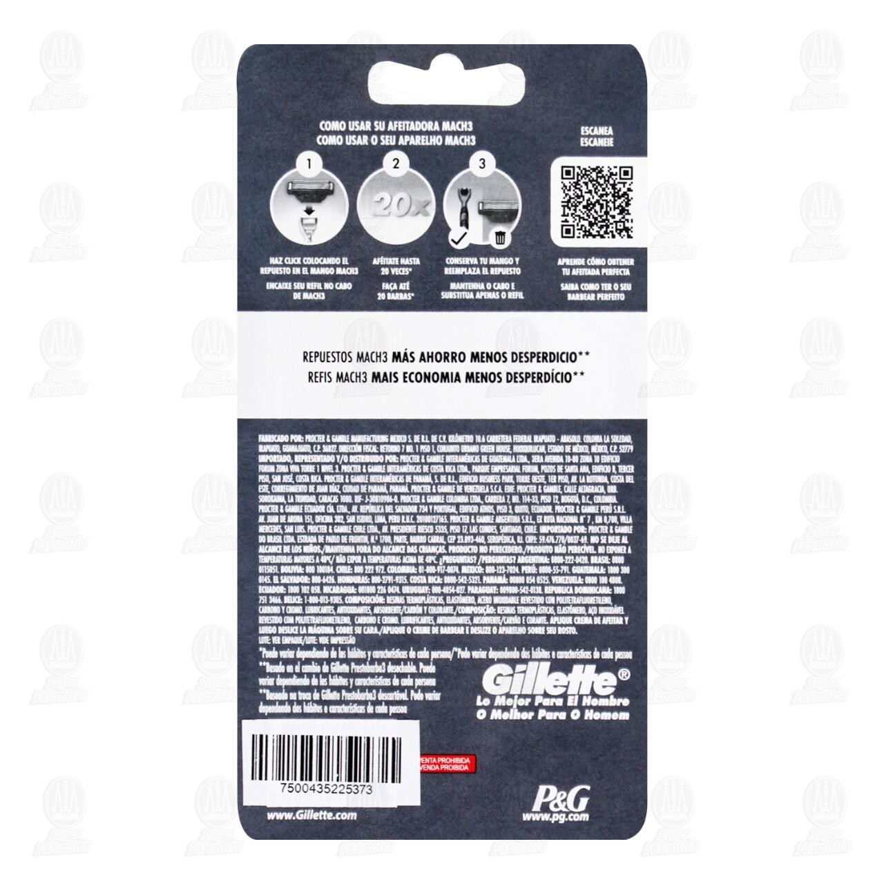 M&aacute;quina para Afeitar Gillette Mach3 Carbono Recargable con Repuesto para Afeitar, 2 pzas. image number 1