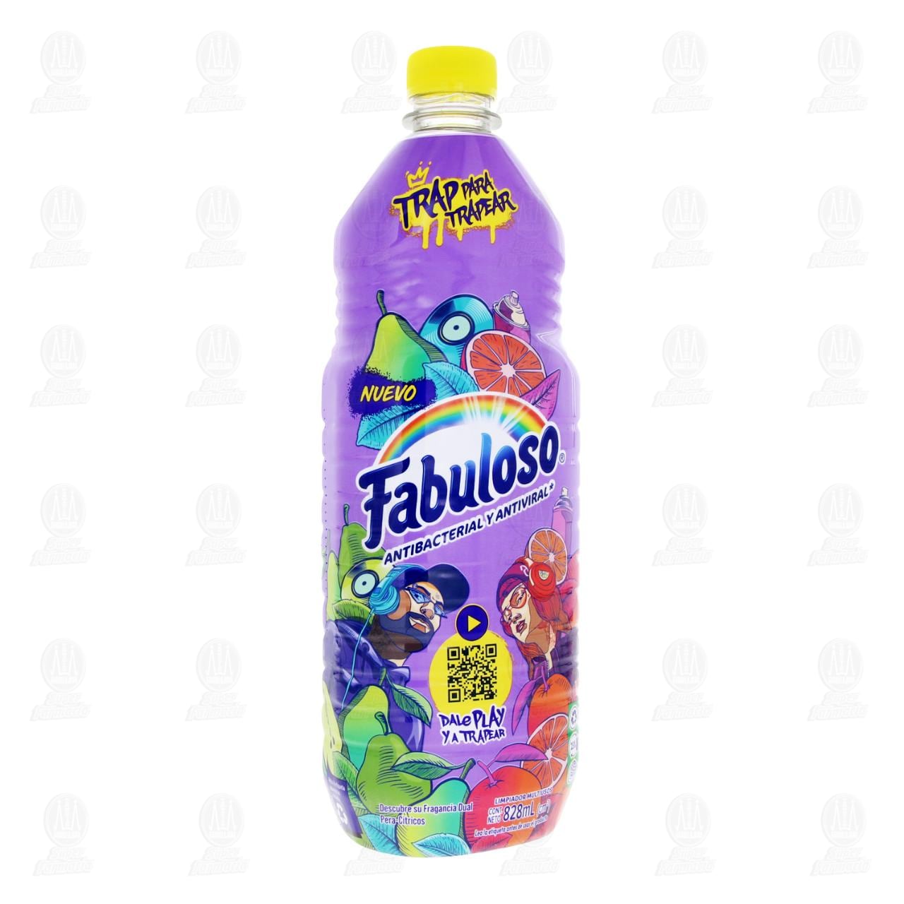 Imagen para Limpiador Fabuloso Trap para Trapear Antibacterial y Antiviral Fragancia Dual Pera-Cítricos, 828 ml.