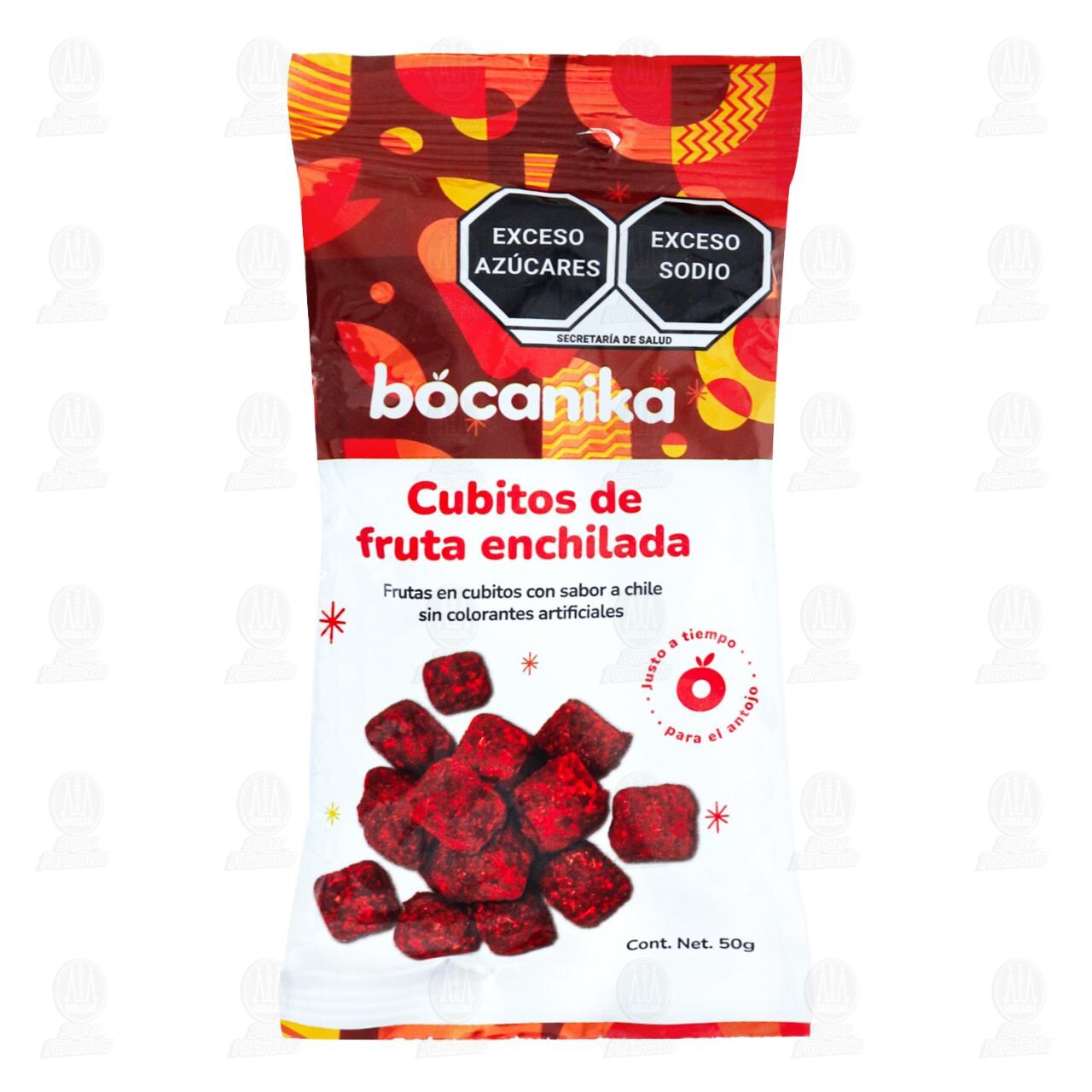 Cubitos de Fruta Enchilada Bocanika, 50 gr.