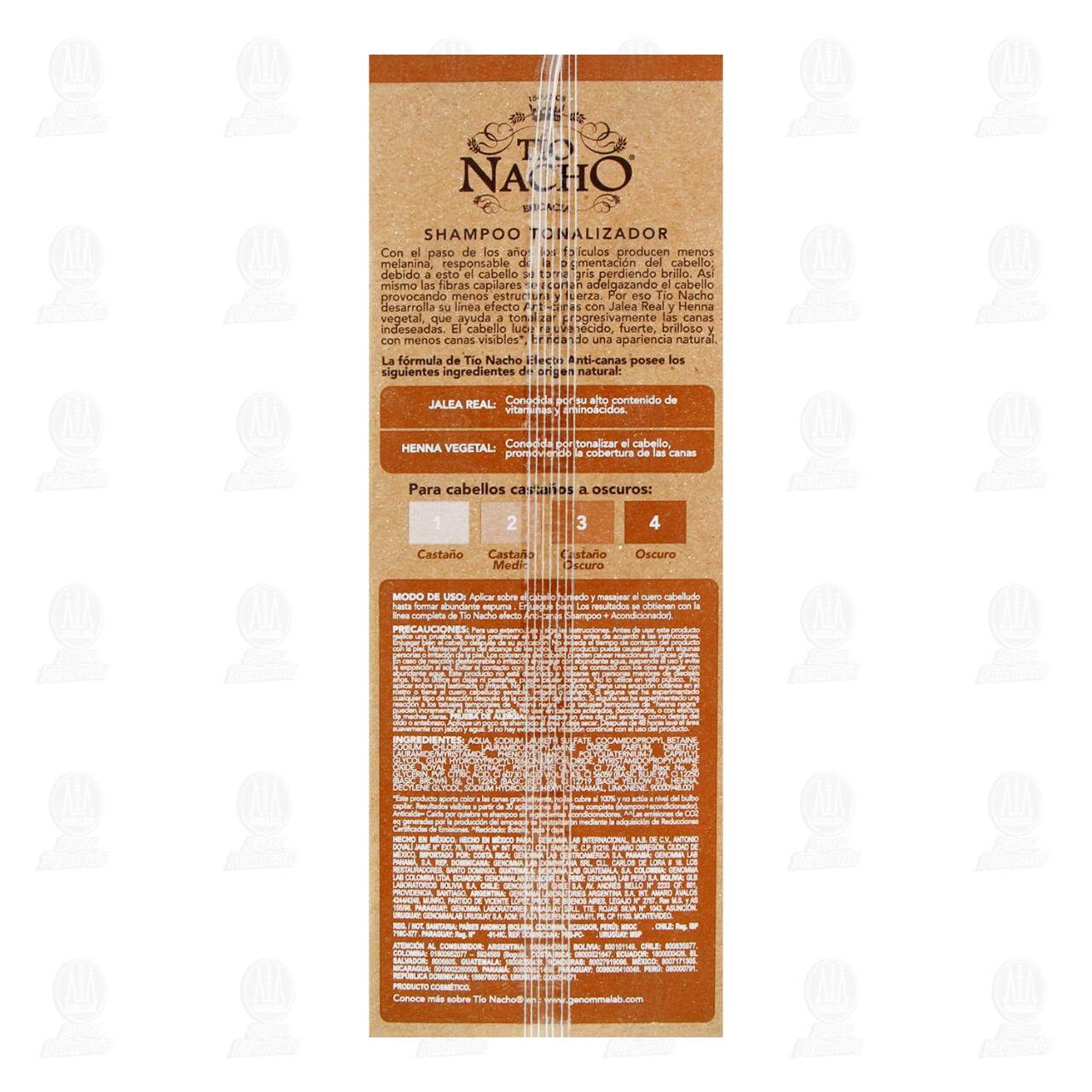 Shampoo T&iacute;o Nacho Anti-Ca&iacute;da Efecto Anti-Canas Jalea Real y Henna, 415 ml. image number 2