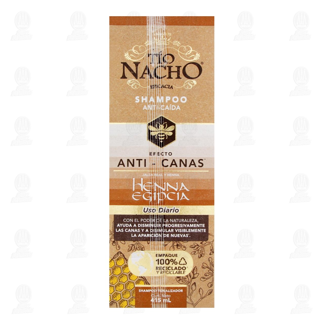 Shampoo T&iacute;o Nacho Anti-Ca&iacute;da Efecto Anti-Canas Jalea Real y Henna, 415 ml. image number 1
