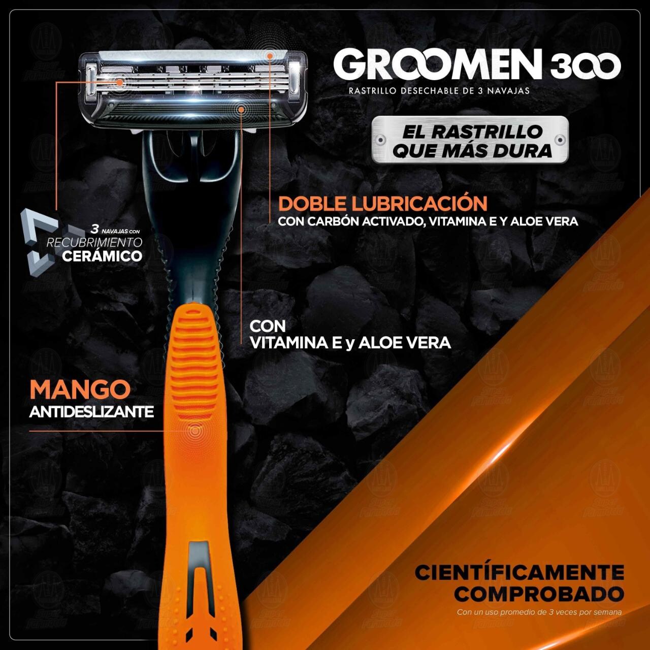 Rastrillo Desechable Groomen 300 de 3 Navajas, 2 pzas. image number 2