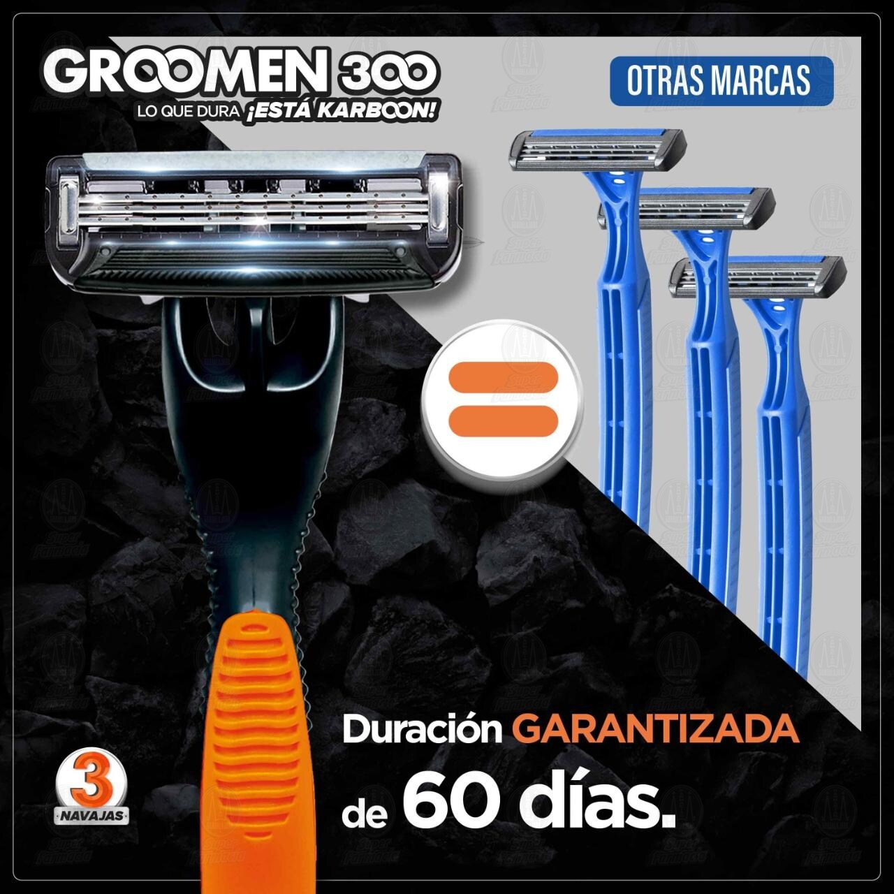 Rastrillo Desechable Groomen 300 de 3 Navajas, 2 pzas. image number 3