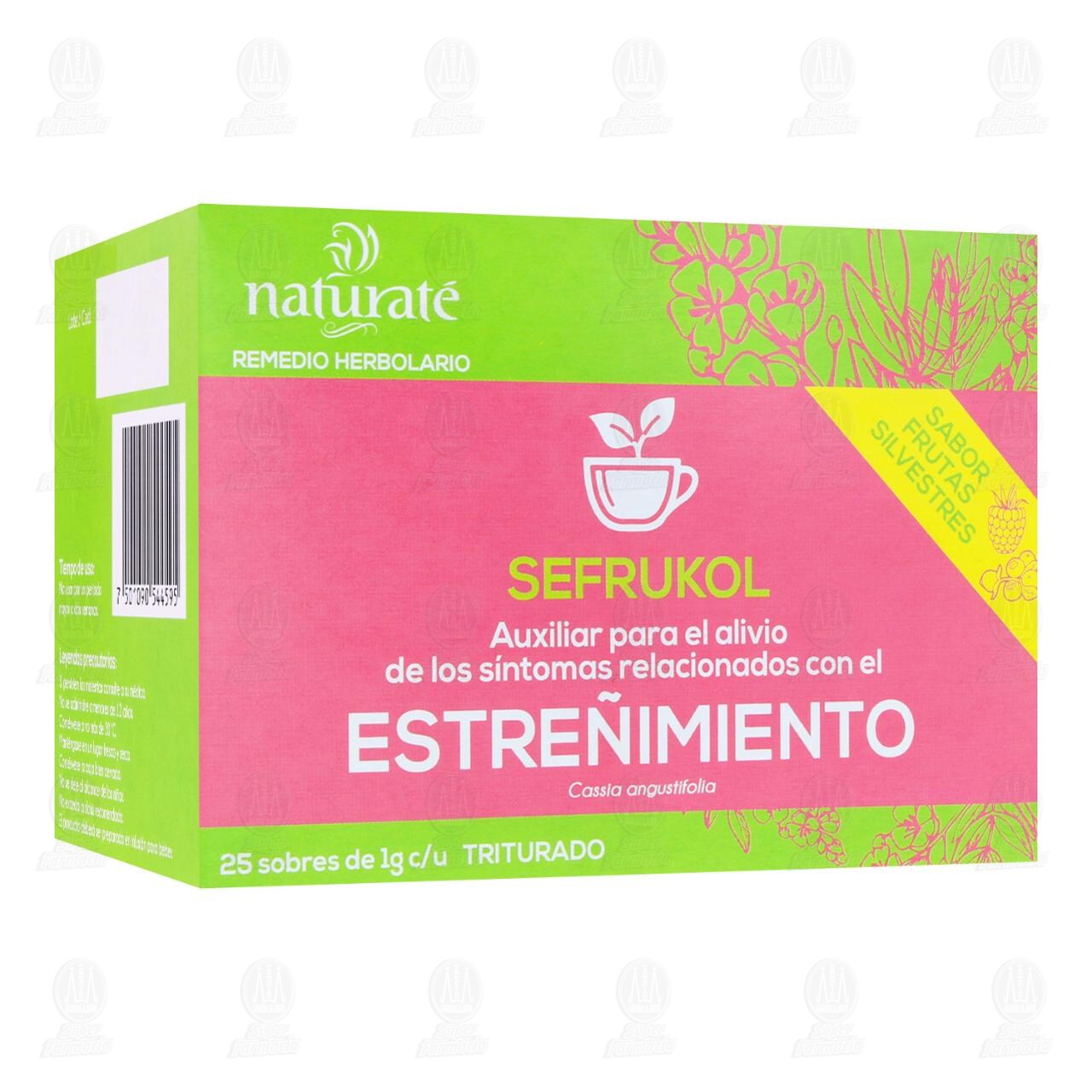 Remedio Herbolario Sefrukol Estreñimiento Sabor Frutas silvestres, 25 sobres de 1 gr c/u. image number 0