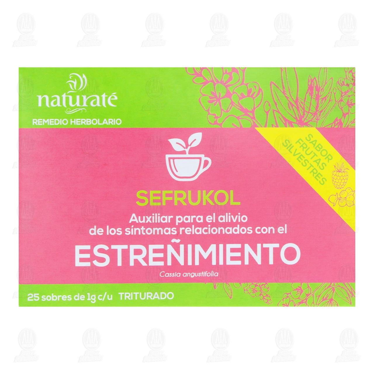 Remedio Herbolario Sefrukol Estreñimiento Sabor Frutas silvestres, 25 sobres de 1 gr c/u. image number 1
