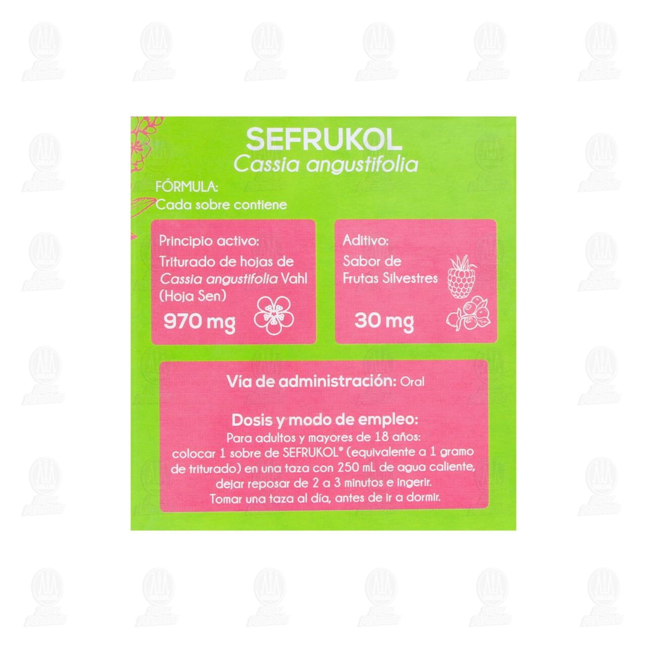 Remedio Herbolario Sefrukol Estreñimiento Sabor Frutas silvestres, 25 sobres de 1 gr c/u. image number 2