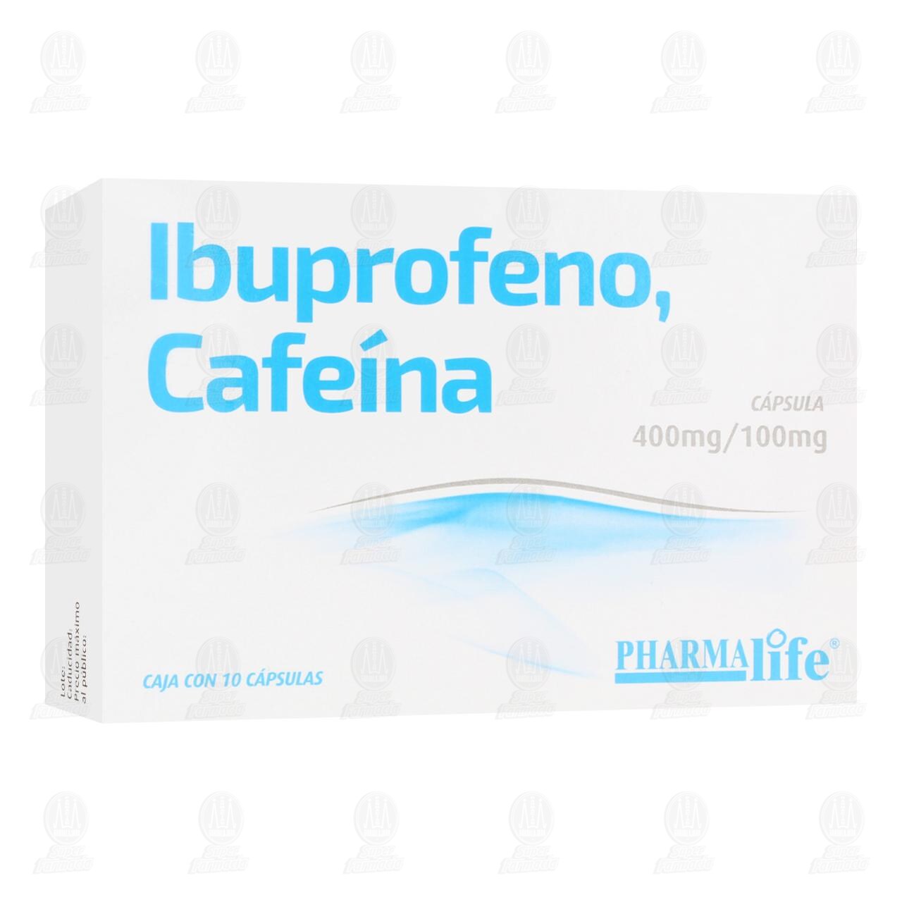 Ibuprofeno, Cafe&iacute;na 400mg/100mg, 10 C&aacute;psulas Pharmalife. image number 0