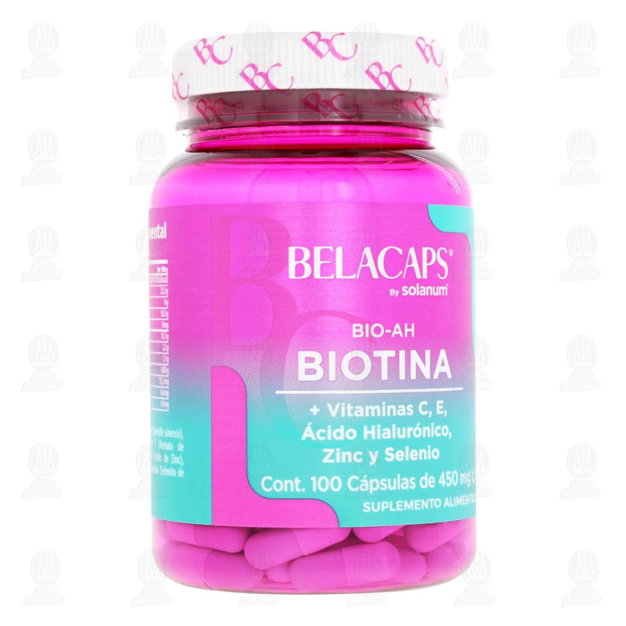 Biotina Belacaps 450 mg, 100 C&aacute;psulas.