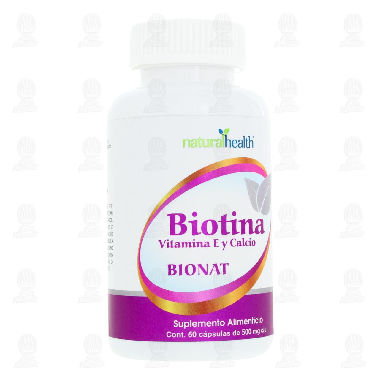 Biotina, Vitamina E y Calcio Bionat 500 mg, 60 C&aacute;psulas. image number 0