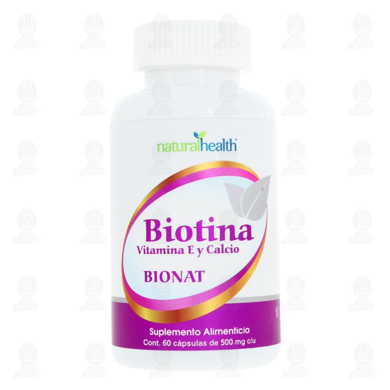 Biotina, Vitamina E y Calcio Bionat 500 mg, 60 C&aacute;psulas. image number 1