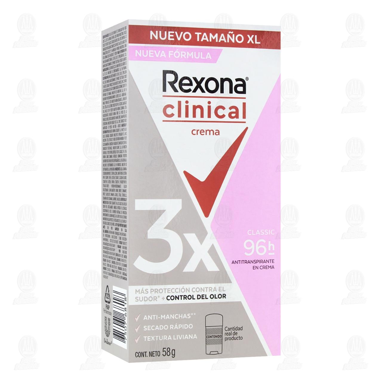 Antitranspirante Rexona Clinical Crema Classic 96h, 58 gr.
