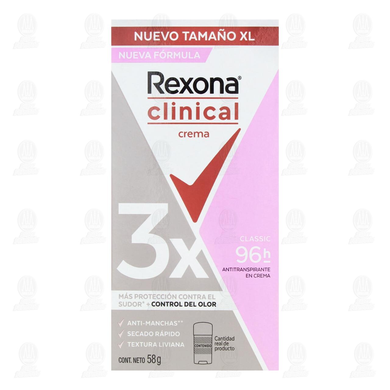 Antitranspirante Rexona Clinical Crema Classic 96h, 58 gr. image number 1