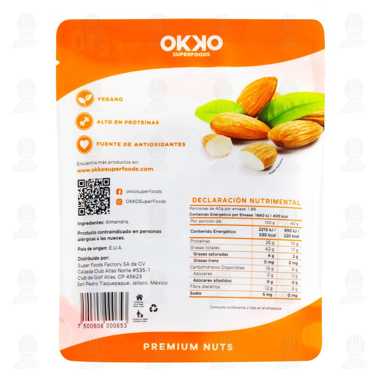 Almendra Entera Okko Super Foods, 75 gr. image number 1