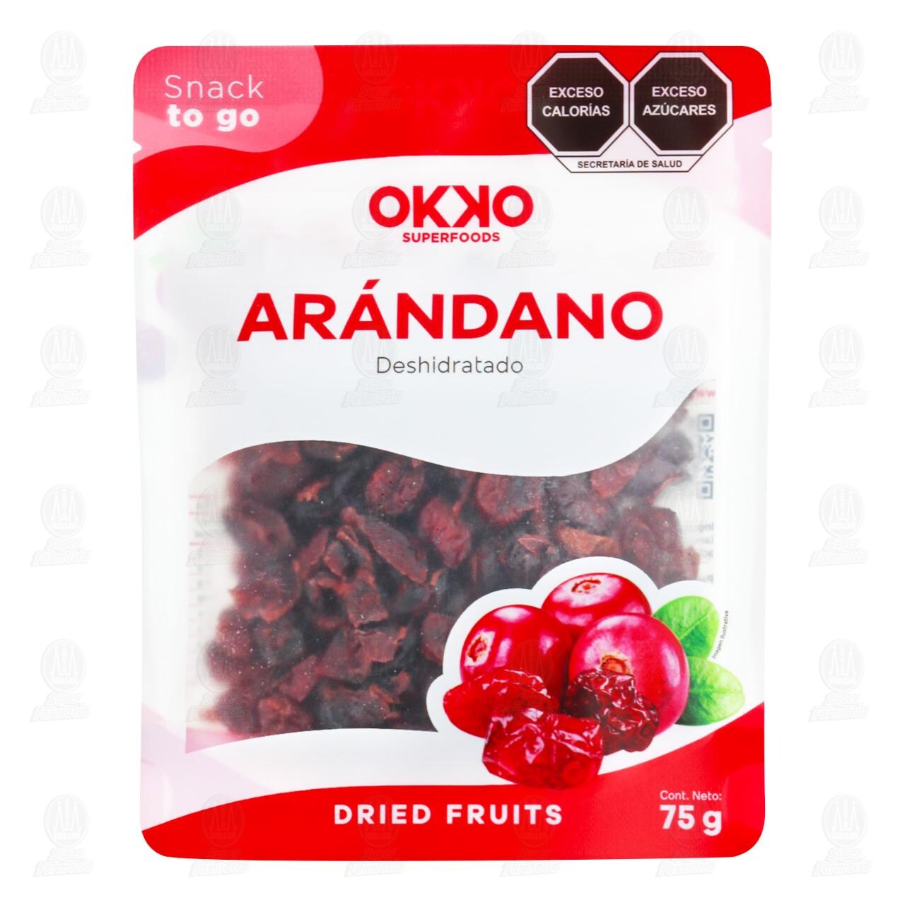 Arandano Deshidratado Okko Super Foods, 75 gr.