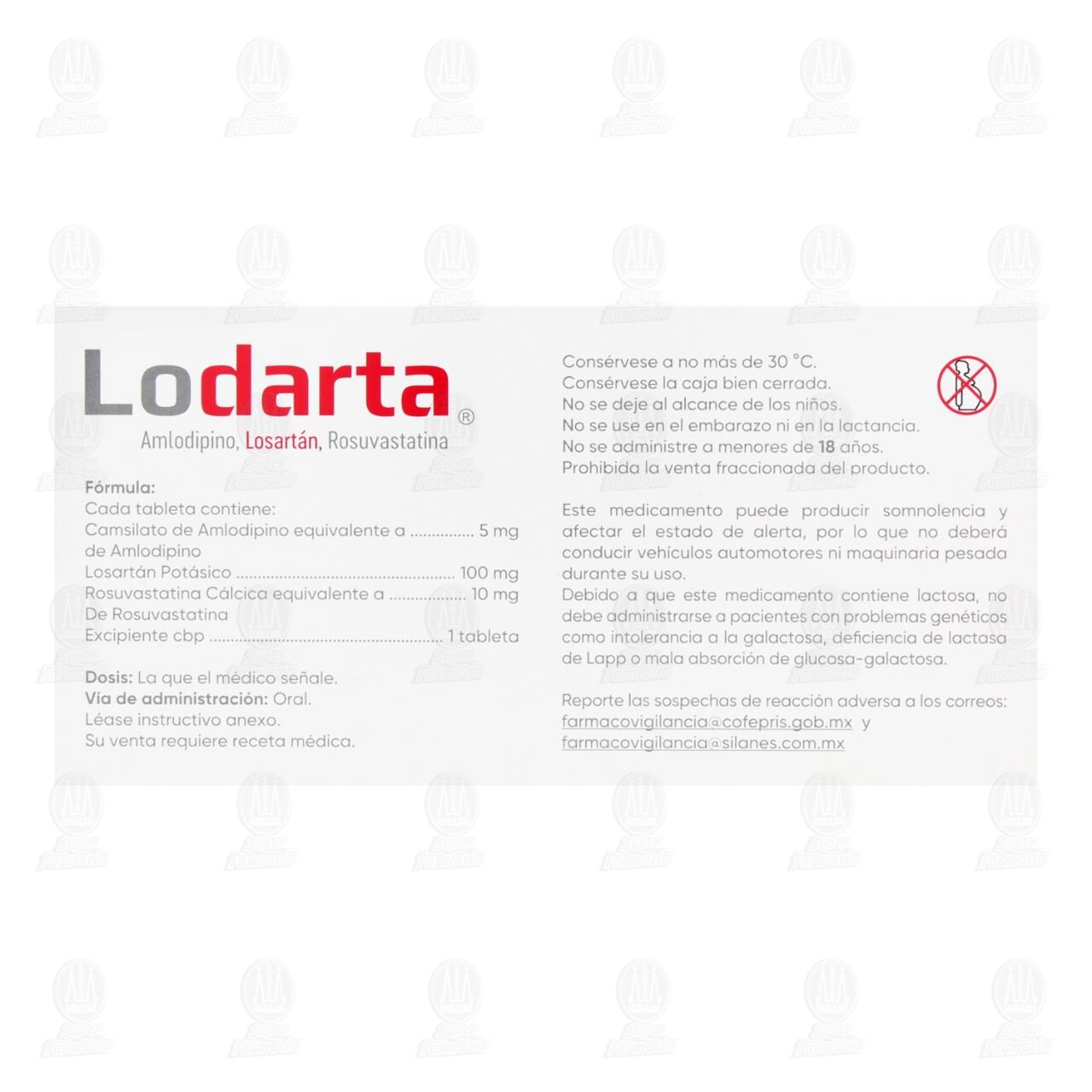 Lodarta 5mg/100mg/10mg, 30 Tabletas. image number 2
